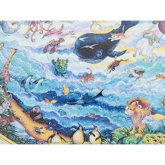 Wildlife & Marine Life Plate In The Beginning Wall Decor 8" Porcelain 80's Vtg - Picture 14 of 15